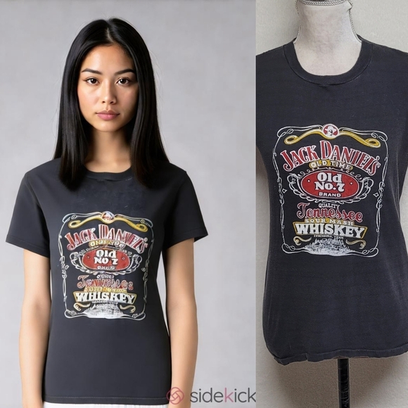 70s Rare Vintage Jack Daniel's Old Time Sour Whiskey Black Single Stitch Tee S